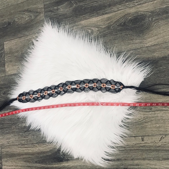 Black beaded woven sash belt - Picture 4 of 4